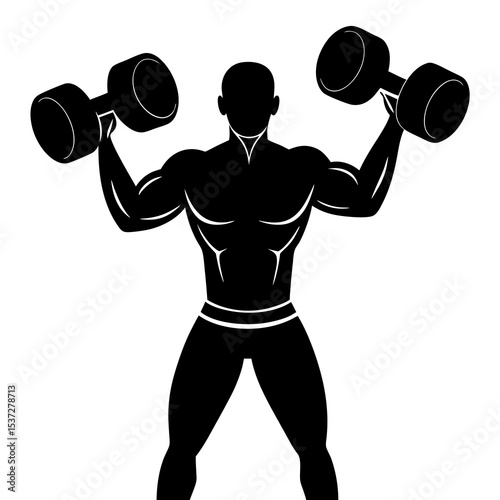 Man lifting dumbbells silhouette