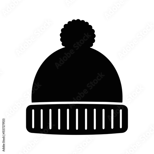 Minimal Beanie Hat Silhouette for Winter Wear, Warm Accessories and Cold Head Fashion.