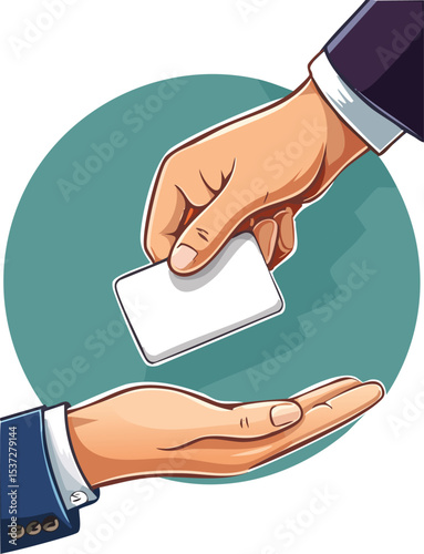 Hand Giving Business Card in Professional Networking Gesture