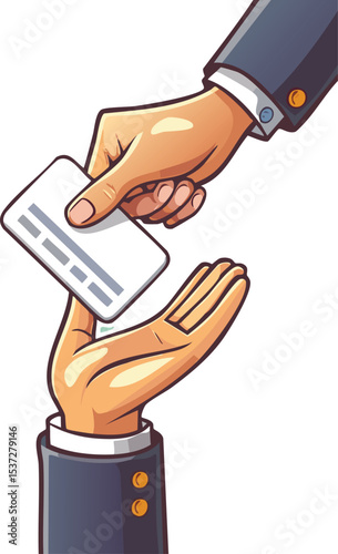 Hand Giving Business Card in Professional Networking Gesture