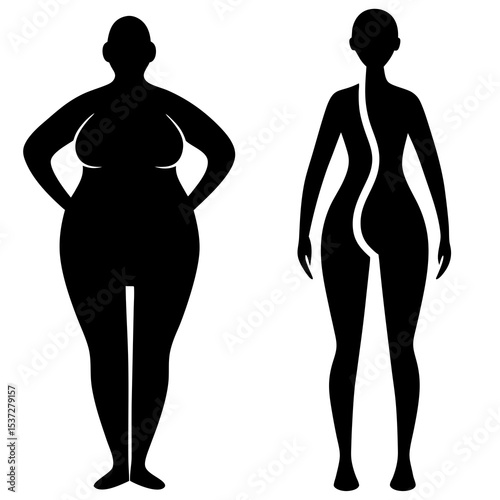 Silhouette of fat to fit body transition