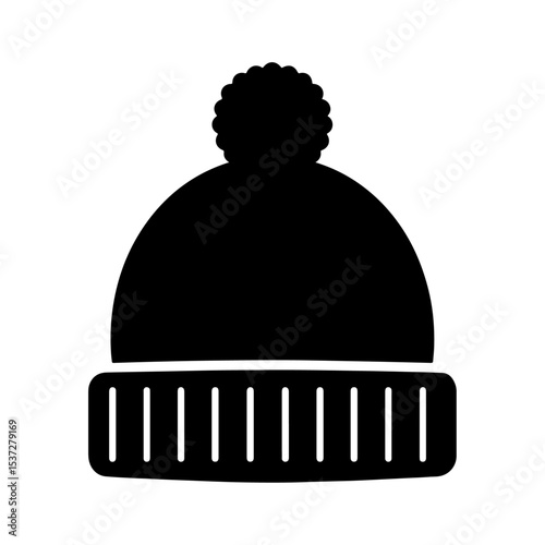 Cozy Beanie Hat Silhouette Vector for Warm Clothing, Winter Style and Head Accessories.