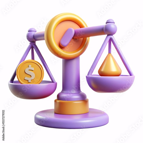 3d render of scales balancing coin and gold