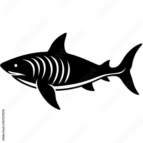 Tiger shark silhouette swimming