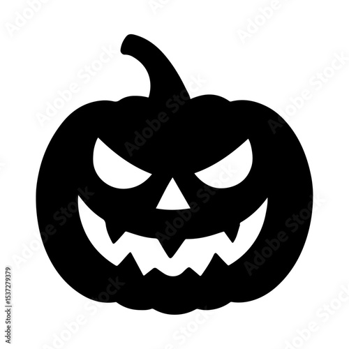 Haunted Pumpkin Face Silhouette for Halloween Horror Decorations and Designs.
