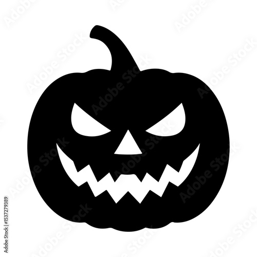 Bold Halloween Jack-o'-Lantern Silhouette with Wicked Smile for Decoration Art.