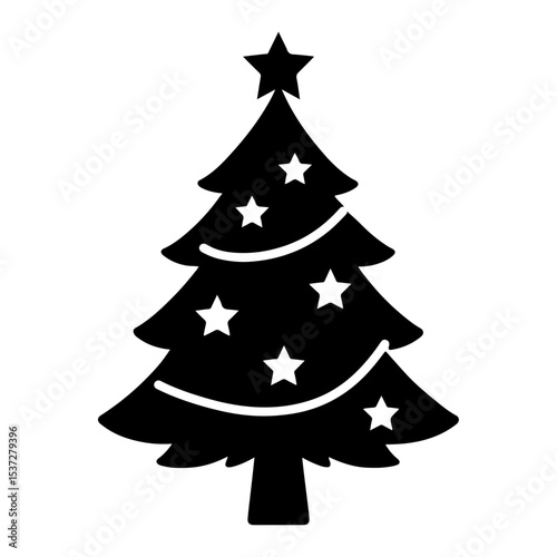 Stylish Holiday Christmas Tree Graphic with Star Topper - A Classic Symbol of Joy and Winter Festivities.