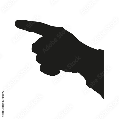 Pointing Hand Silhouette. Gesture Of Direction And Indication. Isolated Vector Illustration