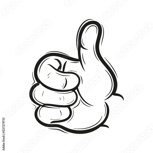Thumbs Up Hand Gesture. Symbol Of Approval And Positivity. Isolated Vector Illustration