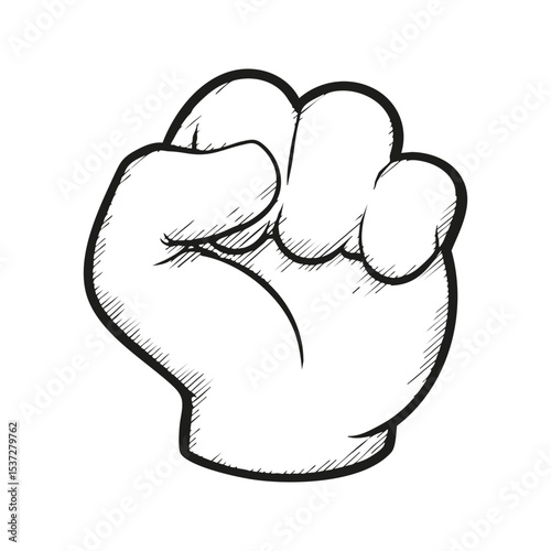 Fist Sketch Illustration. Symbol Of Strength And Unity. Isolated Vector Illustration
