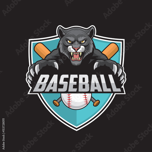 baseball club logo panther vector illustration design