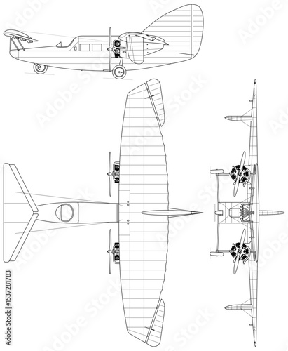 Focke-Wulf_F-19_Ente_3-view_line_drawing-svg vecctor file.svg