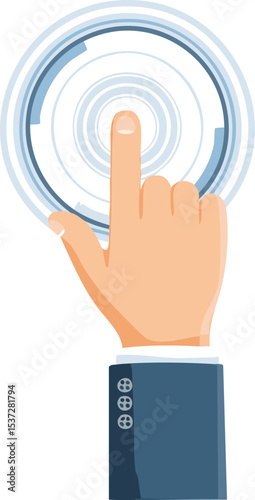 Finger Tapping Touchscreen Interface in Minimal Vector Illustration