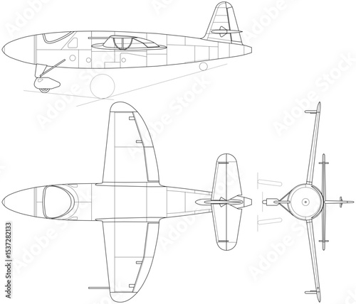 Heinkel_He_176_3-view svg vector file .svg