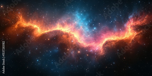 Vibrant colors of cosmic clouds in deep space capture the beauty of the universe at night