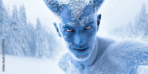 Tapety artystyczne blue devil frozen in winter, hell frozen over 