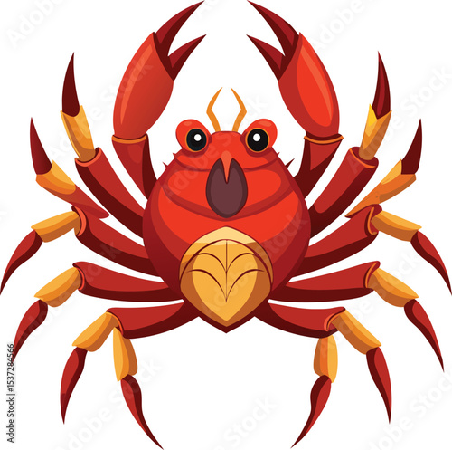 Adorable Cartoon Crab vector Red Crustacean Character Design
