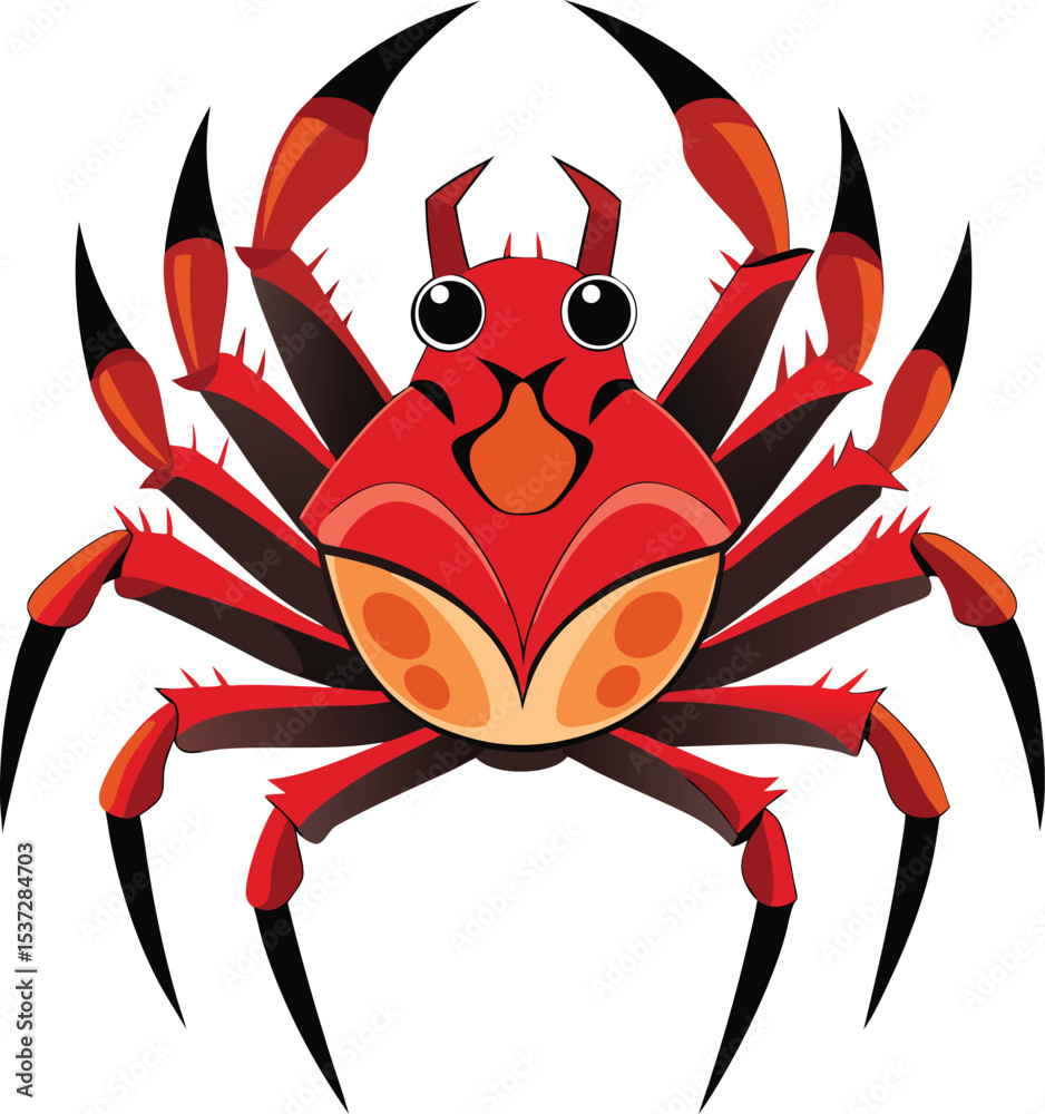 Adorable Cartoon Crab Illustration Red Crustacean Character Design Adorable Cartoon Crab Illustration Red Crustacean Character Design