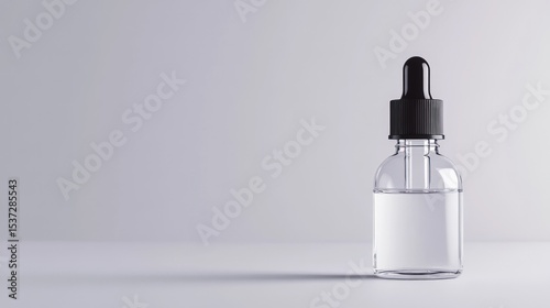 Clear bottle with dropper for cosmetic or pharmaceutical product mockup presentation