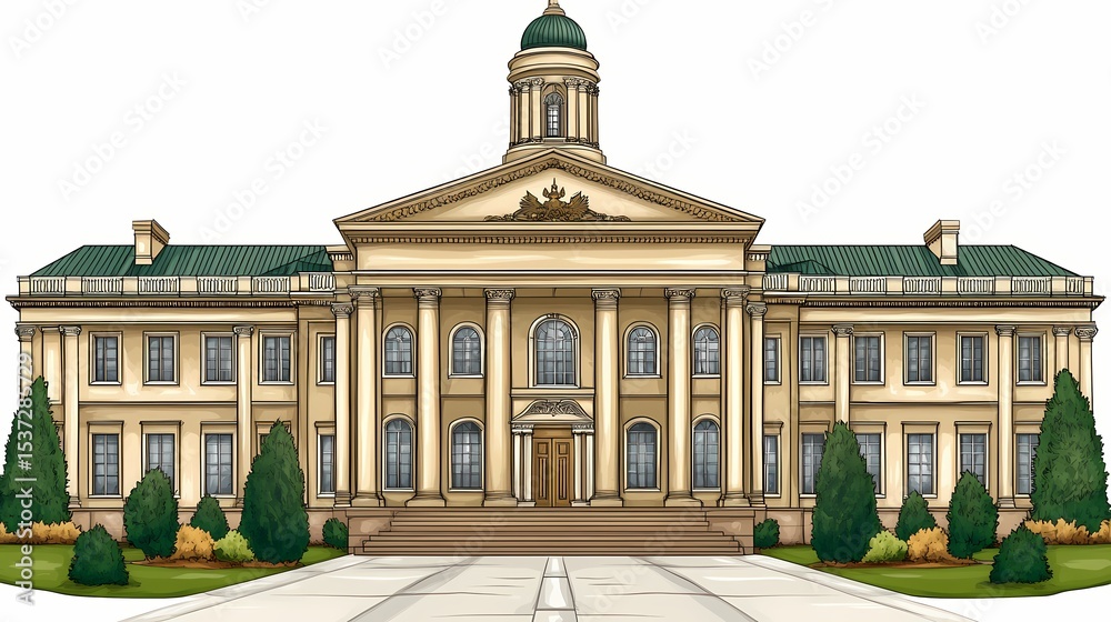 Obraz premium Detailed illustration of a classic government building.