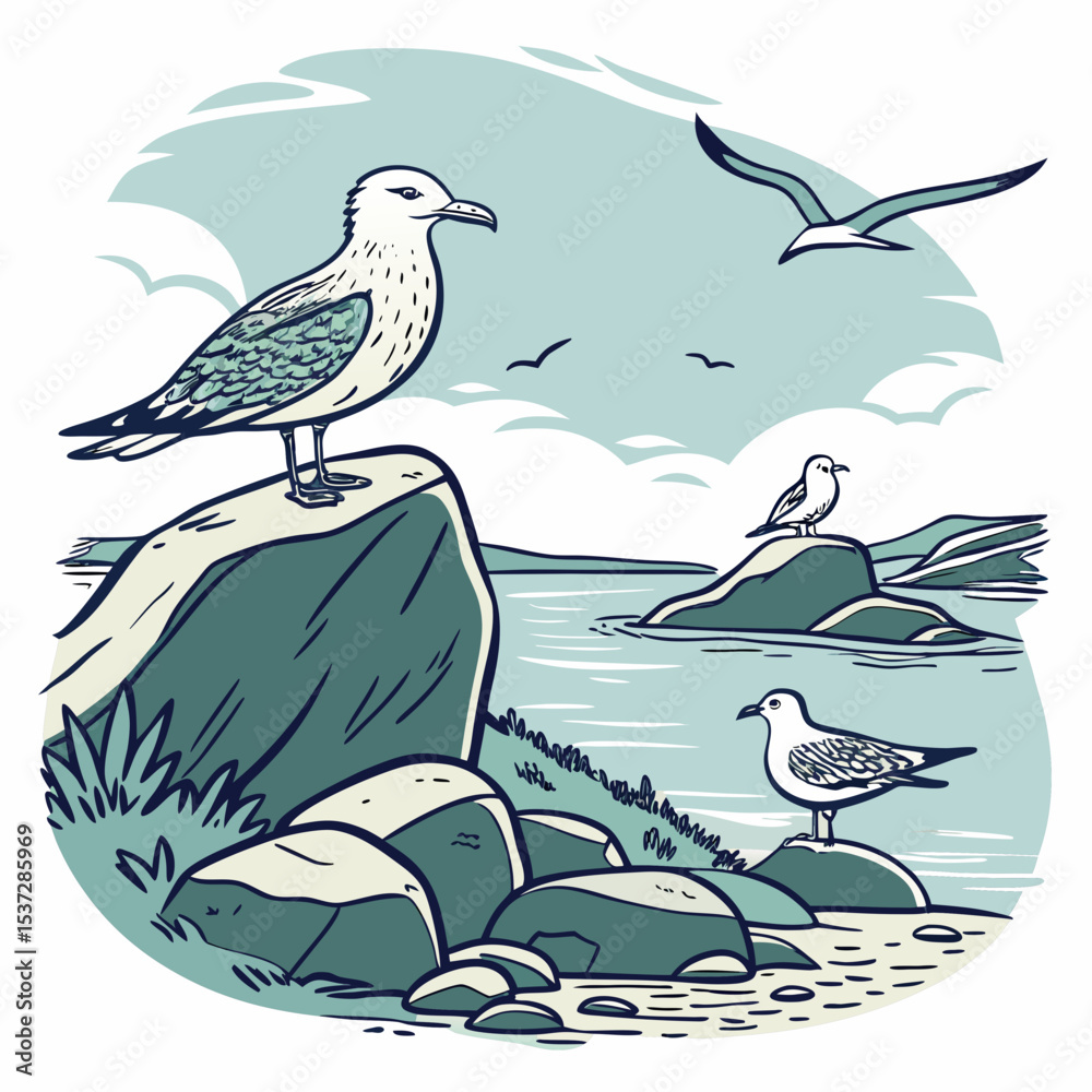 Obraz premium seagulls on the sea