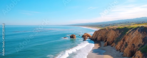 Coastal landscape beach cliffside ocean view natural scenery