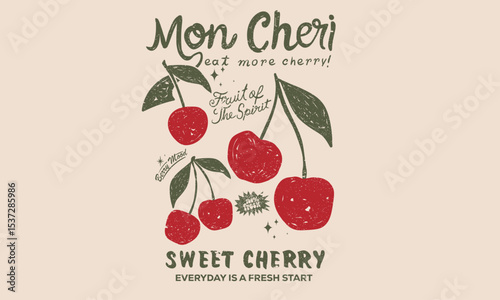 Organic food artwork for for t-shirt. Fruit vintage t-shirt design.