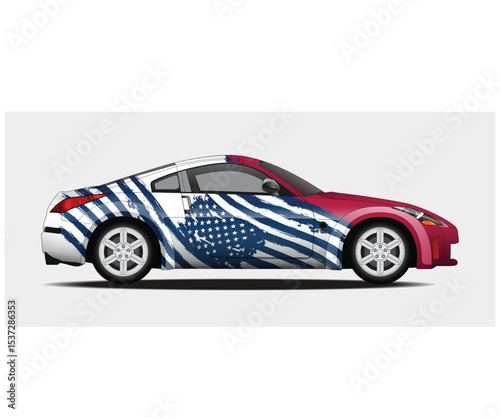 Patriotic American Flag Design on a Sports Car
