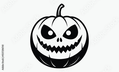 Halloween pumpkin face, Simple Halloween scary pumpkin with funny face in flat style 