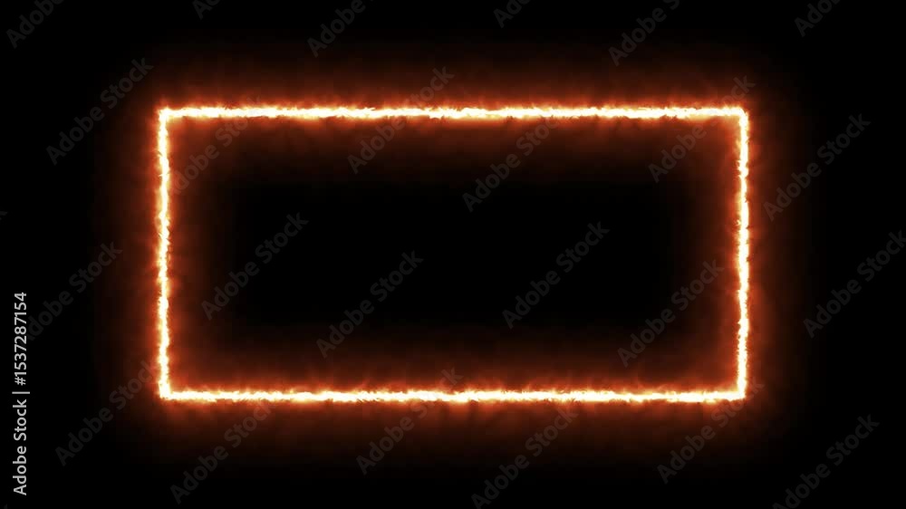 Abstract neon light rectangle frame and seamless loop pattern animation background. Gradient neon frames with smoke, led rectangular borders with mist effect, transparent glowing haze