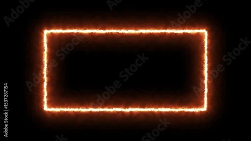 Abstract neon light rectangle frame and seamless loop pattern animation background. Gradient neon frames with smoke, led rectangular borders with mist effect, transparent glowing haze