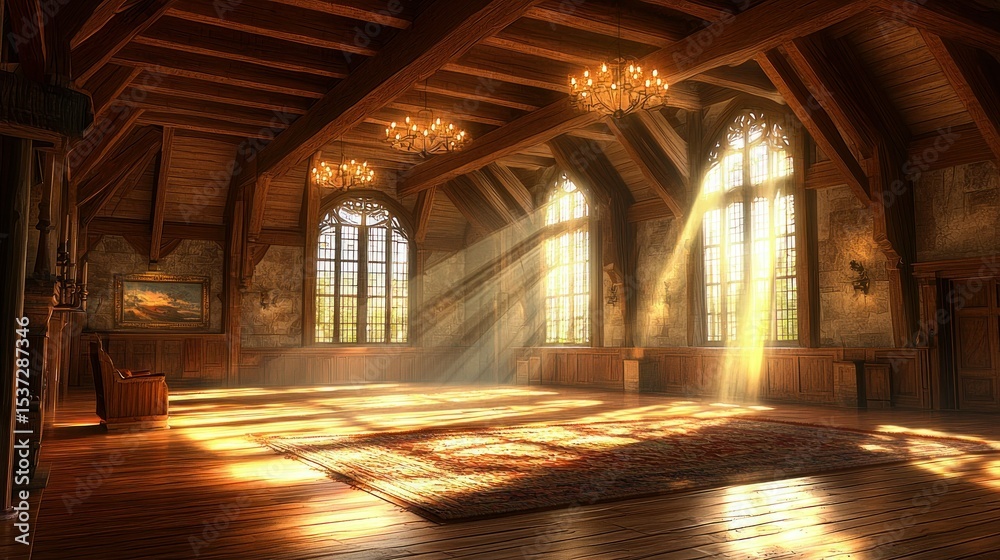 Grand hall bathed in sunlight Grand hall bathed in sunlight