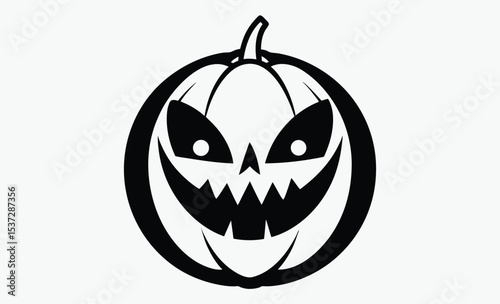 Halloween pumpkin face, Simple Halloween scary pumpkin with funny face in flat style 