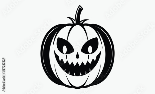 Halloween pumpkin face, Simple Halloween scary pumpkin with funny face in flat style 