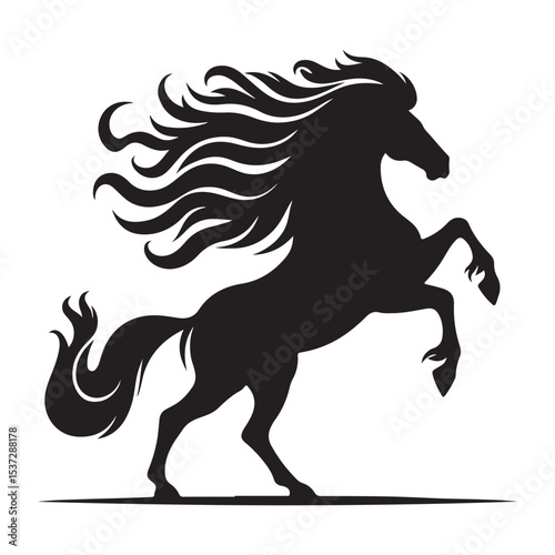 Powerful Black Horse Silhouette – Wild Stallion Vector Art for Logo, Tattoo, and Branding Design