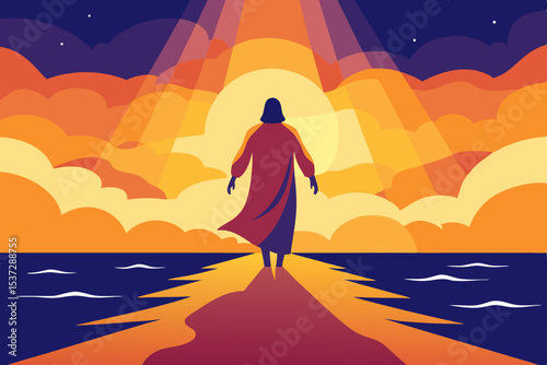 Silhouette of a woman practicing yoga on the beach at sunset, surrounded by the tranquil sea and sky