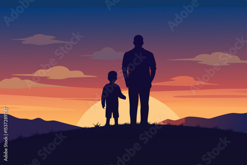 Silhouetted couple in a romantic mountain sunset