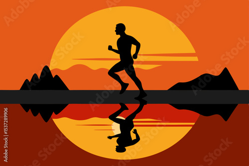 Silhouettes of people enjoying a sunset run on the beach, with the sun reflecting on the ocean waves