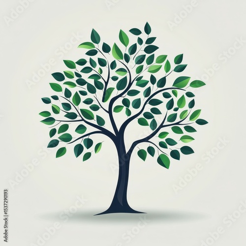Stylized tree illustration with lush green leaves on a soft background