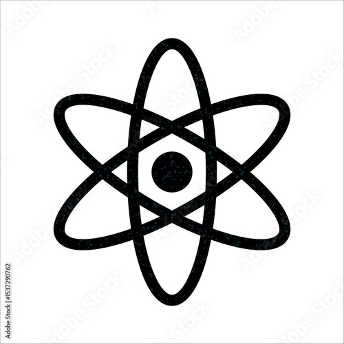 Simple black atom design on a white background
