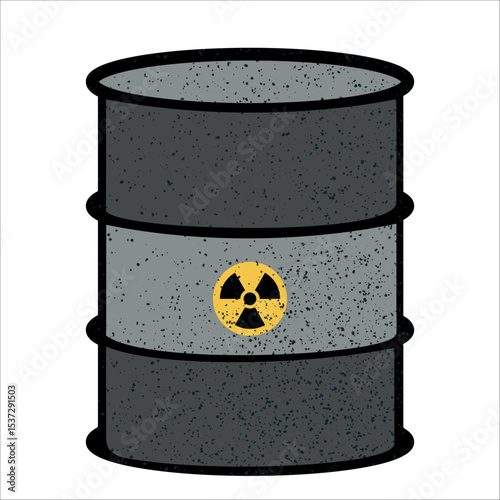Nuclear waste barrel with radioactive symbol