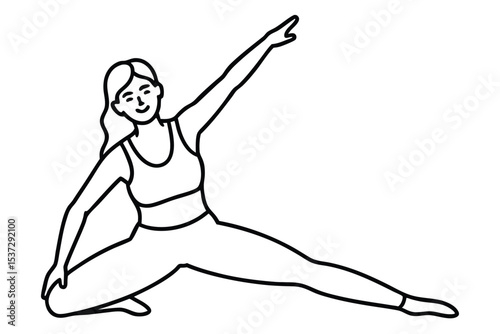 women exercising line art vector illustration