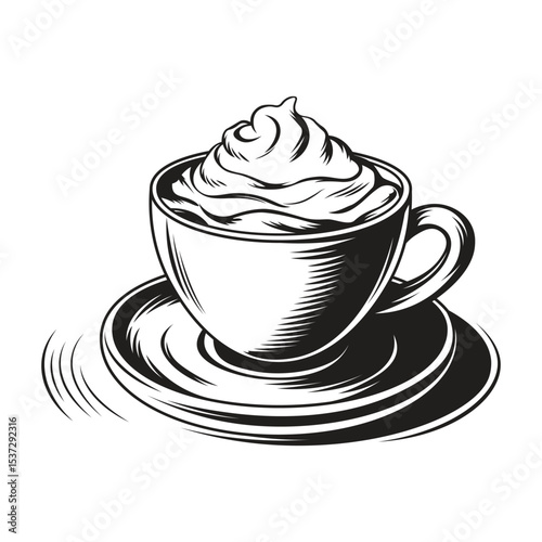 Coffee Cup with Whipped Cream Vector Illustration