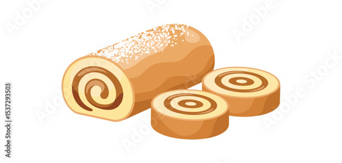 Delicious Swiss Roll Cake Slices with Caramel Filling
