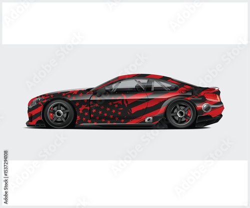 Patriotic American Flag Design Race Car Wrap
