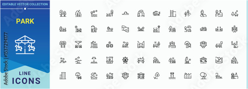 Park icon. Minimal thin line web icons set. Landscape icon set. Pack of ground, urban, land, landscape, cityscape, outdoor, city park and more.