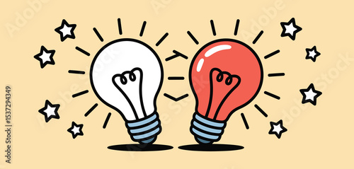 Two Light Bulbs Ideas Innovation Concept Illustration