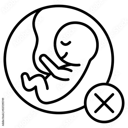 Abortion of fetus icon Thin line vector design