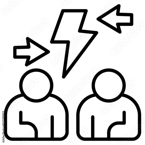 angry people conflicts icon Thin line vector design