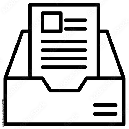 Archival box with documents icon Thin line vector design